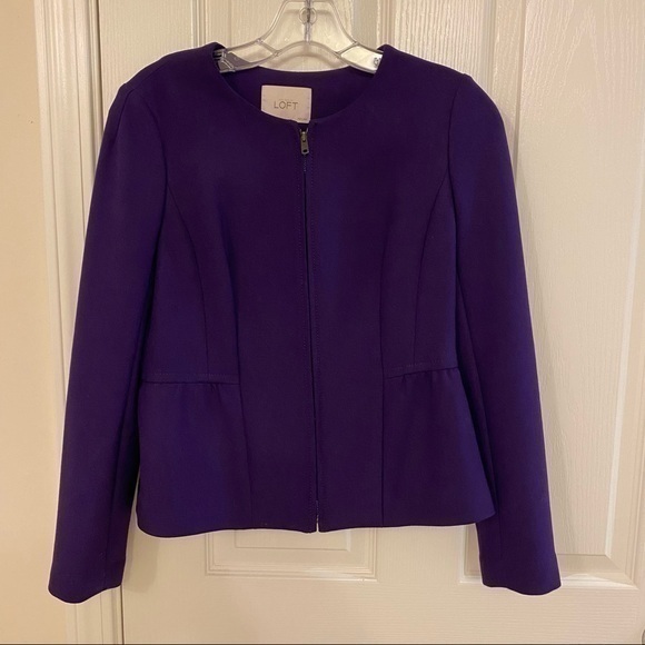 LOFT Jackets & Blazers - Loft Zipper Tulip Blazer Jacket in Purple Size 4P
